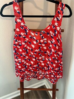 Mimi Chica Red Floral-Pattern Scoop Neck Camisole